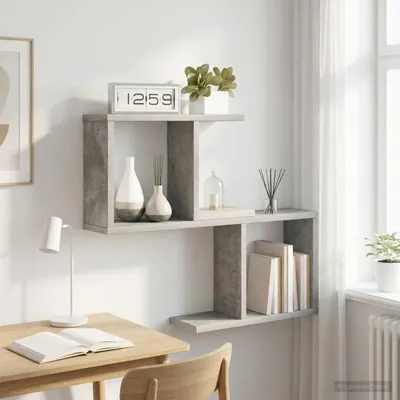 Immagine prodotto di Maison Exclusive - Scaffale a parete in cemento grigio, dimensioni 60 x 12 x 50,5 cm, realizzato in materiale composito di legno