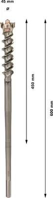 Zdjęcie produktu dla Bosch 1 618 596 455, Młot udarowo-obrotowy, 4,5 cm, 600 mm, Cegła, Beton, Wapień, 45 cm, SDS Max