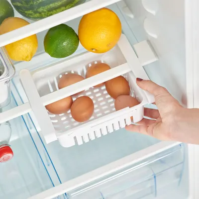 Obrázek produktu pro Zeller rozkládací organizér na lednici, plastový, 20,5-28,5x16,5x7,5cm, bílý