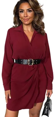 Produktbild von Ax - Wickelkleid für Damen, Mit Gürtel, Polyester GT21862 (34 DE) (Weinrot)