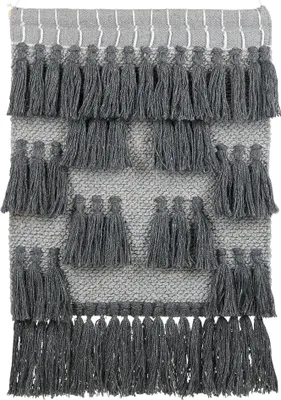 Produktbild von BELIANI Wandbehang Grau handgewebte aus Baumwolle mit Quasten Wanddekoration Hängende Dekoration im Boho Modernen Stil Wohnzimmer Schlafzimmer