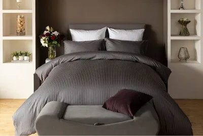 Image de Belledorm - rayé - Ensemble linge de lit "Hotel Suite" BM453 (lit double) (Charbon de bois)