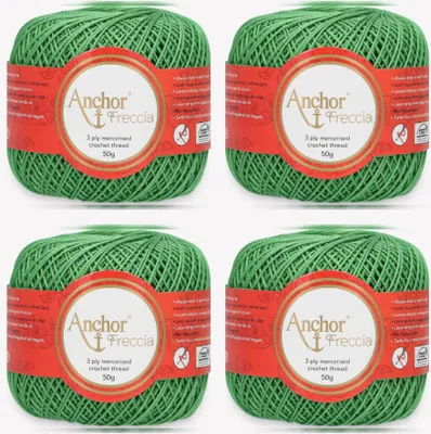 Image de 4 pelotes d'Anchor Freccia 6 – Fil de coton fin pour les projets au crochet (couleur 00242)