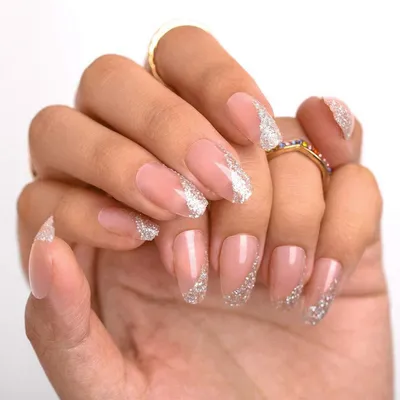 Produktbild von Ballerina Falsche Nägel Glänzend Rosa Sarg French Acryl 24 Stück