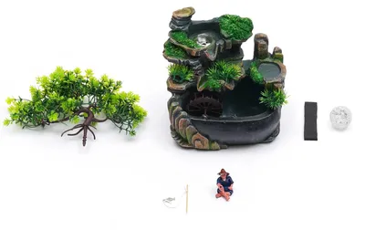 Produktbild von Mini-LED-Tischbrunnen - Dekoration mit Wasserfall - Kunstharz - Baumdesign - Für Innenräume - 220–240 V - 1 Stück
