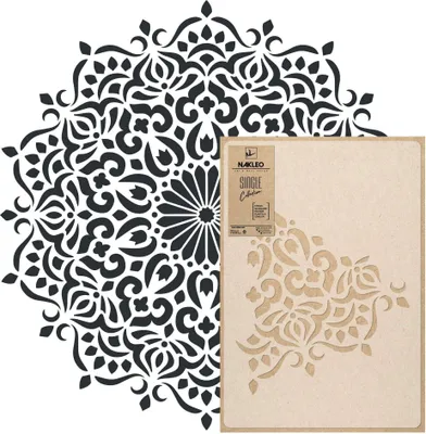 Produktbild von Mandala Große Malschablonen Durchmesser 120 cm, Orientalischer Kreis Mandala Geometrisches Ornament, Wiederverwendbare Kunststoff Wandschablone DIY