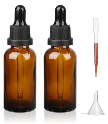 Glastropfflasche amber 50 ml, 2 Stück mit Pipette