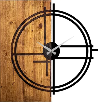 Produktbild von Opviq, Wooden Clock 38, Wanduhren, Helles Walnussholz, Metall, 56 x 58 x 3 cm