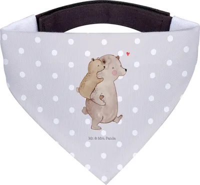 Produktbild von Mr. & Mrs. Panda Bandana Papa Bär - Grau Pastell - Geschenk, Vatertag, Hundehalstuch, Muttertag, Dreieckstuch, Halstuch Hund, Geburtstag, Für Hunde
