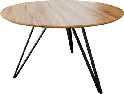 Produktbild von SAM® Runder Esszimmertisch massiv Eiche Schweizer Kante 100 cm Hairpin schwarz DREAM