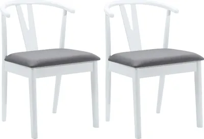 Produktbild von vidaXL Esszimmerstuhl 2 pcs Weiß und Grau Massives Gummiholz
