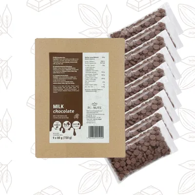 Produktbild von Milchschokolade Fondue – cremige Schokoladen-Drops für Schokoladenbrunnen & Dessert – leicht schmelzend 720g (9x80g)