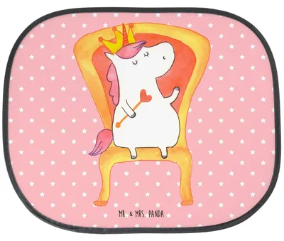 Produktbild von Mr. & Mrs. Panda Auto Sonnenblende Einhorn Prinzessin - Rot Pastell - Geschenk, Unicorn, Sonnenschutz, Geburtstag, Autoscheibe, für Autoscheiben, autofenster, hitzeschutz