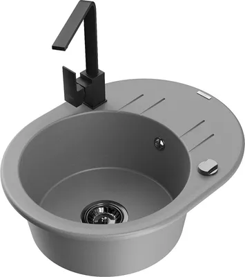 Produktbild von Mexen Kevin 1 Becken-Granitspüle mit Abtropffläche und Mischbatterie Rita, Grau - 6517-71-670300-70-B