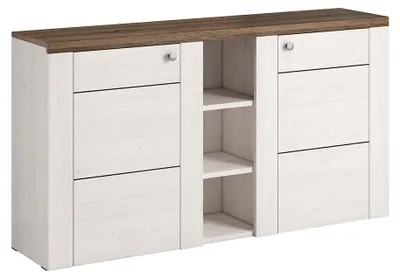 Produktbild von Buffet Amaury mit 2 Türen, Holzoptik und Weiß, 155cm