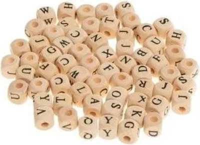 Image de Perles en bois alphabet 8mm 60pcs