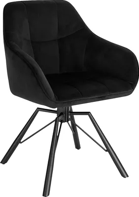 A black velvet armchair with a swivel base.