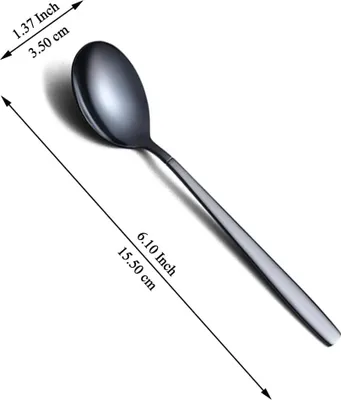Productafbeelding van Zwarte theelepels, set van 12, zwarte roestvrijstalen koffielepels met titanium coating, kleine dessertlepels, ideaal voor thuis, restaurant, hotel, bruiloft, feest