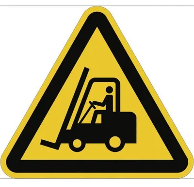 Produktbild von Dreifke® Schild Warnung vor Flurförderzeugen ISO 7010, Kunststoff, 200 mm SL