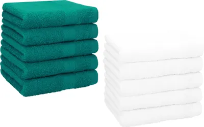 Immagine prodotto di Betz 10 asciugamani 30x30 cm PREMIUM 100% cotone  Colore: verde smeraldo e bianco