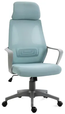Produktbild von Verstellbarer Bš¹rostuhl mit Armlehnen, Kopfstš¹tze und Wippfunktion, Belastbarkeit 120 kg, 64 x 55 x 116šC126 cm, blau