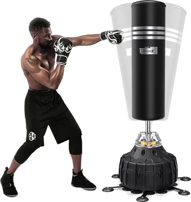 Produktbild von Dripex Standboxsack Erwachsene Freistehender Boxsack, ABS Basis mit 25 Saugnäpfen und 6 verlängerbare Beine, MMA Boxpartner Hochleistungs-Boxsack