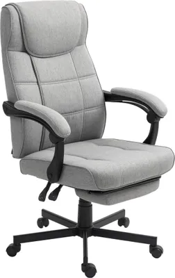 Produktbild von Bürostuhl mit Massagefunktion Ergonomischer Chefsessel mit Liegefunktion Fußstütze Grau