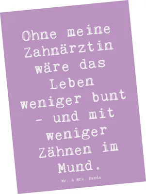 Produktbild von Mr. & Mrs. Panda Postkarte Spruch Zahnärztin Dank - Lavendeltraum - Geschenk, Beruf, Fotokarte, Zahnarzthelferin, Geschenke mit Herz, Zahnmedizin, Zähne, Ansichtskarte