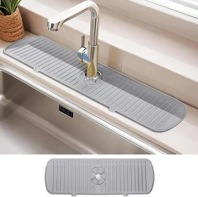 Obrázek produktu pro Silikonová těsnicí podložka pro výpust a vodovodní baterii – ochrana kuchyně a koupelny – 45 x 145 cm, šedá