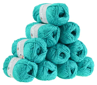 500g Strickgarn Linen Fun Mischgarn Häkelgarn Strick-Garn türkis