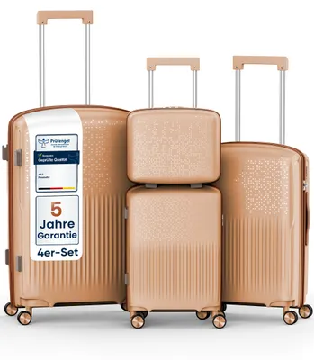 Produktbild von 4FLY Hartschalen Reisekoffer Set 4-teilig (S/M/L/XL) – mit TSA-Schloss, 4 Spinner-Doppelrollen, Kosmetiktasche, Handgepäck und Aufgabegepäck
