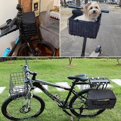 Produktbild von Famanu Fahrradkorb schwarz, faltbarer Hunde- und Einkaufskorb - mit Innentasche
