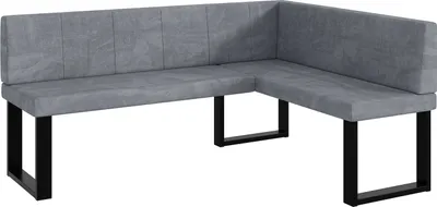 Produktbild von MEBLINI Eckbank für Esszimmer - Küchenbank - Essecke - Sitzecke Küche - PETER - U-Beine 128x168x87cm Rechts - Grau Samt