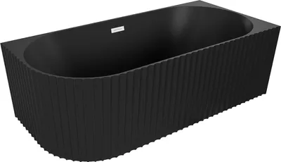 Produktbild von Mexen Gia freistehende Eckbadewanne rechts 150 x 75 cm, schwarz matt, weißer Überlauf - 52701507571P-20