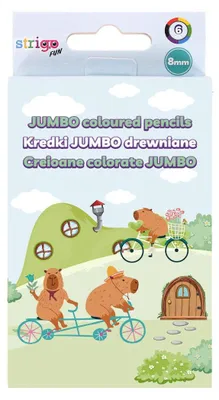 Produktbild von Strigo Capybara. Jumbo-Buntstifte mit Anspitzer im Holzetui. 6 Farben.