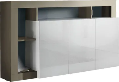 Immagine prodotto di Dmora Credenza Americano 42x146x93h cm Bianco, Apertura Battente 8 Vani Italy