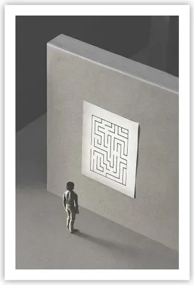 Produktbild von Poster - Poster ohne Rahmen - Labyrinth Grau Verloren - 61x91,5 cm - Wand Bild - Wanddeko - Wandbilder - Kunstposter - Wandposter - Bilder - Kunstdruck - Wanddekoration - Wandbild - P2XPA61x91-5086