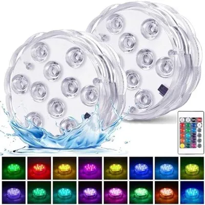 Produktbild von 2er Wasserfester Unterwasser LED-Licht - Rund - 1,5V - + - für Aquarium, Teich, Schwimmbad, Party, Dekoration