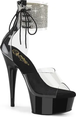 Produktbild von DELIGHT-624RS Damen Sandale von Pleaser, Transparent Schwarz , EU 37, US 7