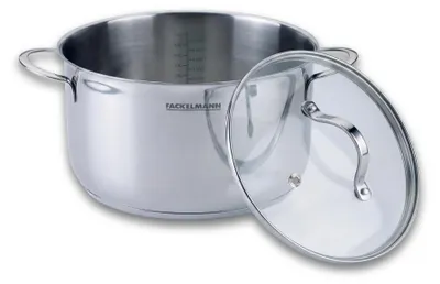 Produktbild von Fackelmann Kochtopf mit Deckel Lara Ø 24 cm, Edelstahl, 5000 ml Ideal für Suppen, Saucen & Beilagen, Hitzebeständig bis +230 °C, Induktionsgeeignet, Reinigung per Hand