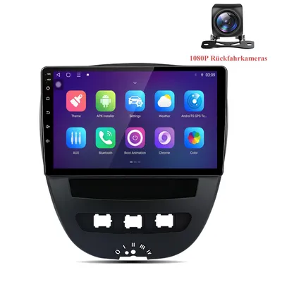 Image de Autoradio avec caméra de recul pour Peugeot 107, Citroën, Toyota Aygo, C1 (2005-2014) : CarPlay, Android Auto, GPS, navigation, Wi-Fi, 4G, DAB+, écran 10 pouces, 6+128 Go