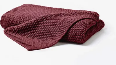 Produktbild von Hahn Strickdecke Wohndecke Perlmuster Marsala 130x170 cm