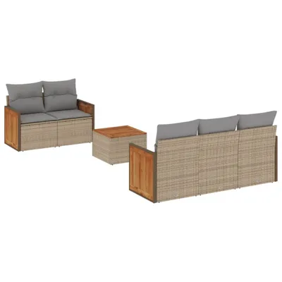 Produktbild von vidaXL 6-tlg. Garten-Sofagarnitur mit Kissen Beige Poly Rattan