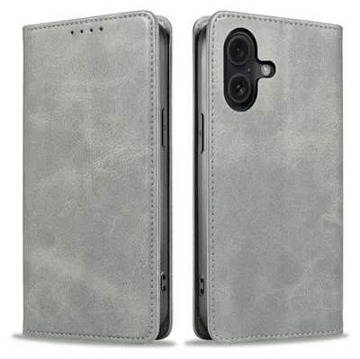 Produktbild von Handyhülle für Apple iPhone 16 Kunstleder Flip Cover Hülle Klapphülle Case Kartenfach Farbe: Grau