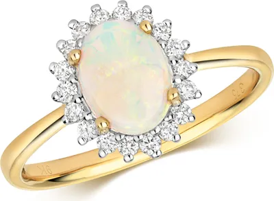 Produktbild von Chicer 9 Karat (375) Gold Damen - Diamant Solitärring Brillant-Schliff 0.20 Karat HI - I1 mit Opal, 54 (17.2); TRS28841RSN
