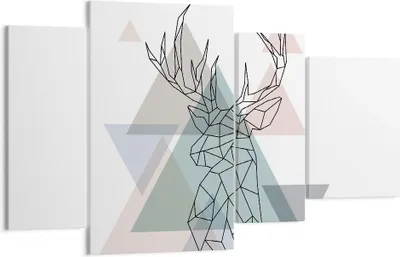 Produktbild von Bild auf Leinwand - Leinwandbild - Hirsch Abstraktion - 120x70cm - Wand Bild - Wanddeko - Leinwanddruck - Bilder - Kunstdruck - Wanddekoration - Leinwand bilder - Wandkunst - DL120x70-3909