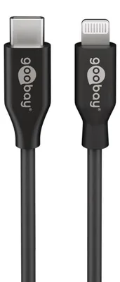 Image de Goobay Lightning vers USB-C, câble de charge et de synchronisation, charge rapide Apple jusqu'à 87 W, USB-C 480 Mbit/s, 2 m, noir