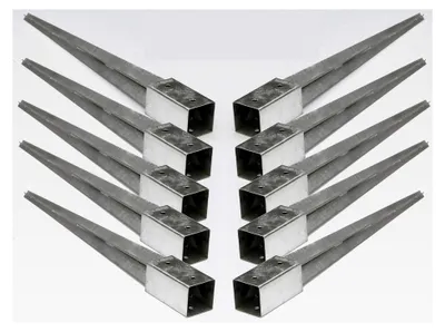 Produktbild von 10er Set Pfostenträger 70x70 mm Einschlaghülse Bodenhülse feuerverzinkt für Holzpfosten Zaunpfosten Holzzaun Lamellenzaun wetterfest ohne Betonieren