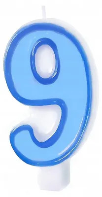 Produktbild von PartyPal Geburtstagskerze Zahl 9 Blau ca. 8,5 cm