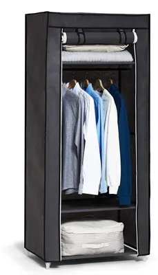 Tragbarer Kleiderschrank, 160x59x43 cm, grau, mit Kleiderstange